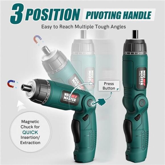 Cordless Screwdriver, 4V Electric Screwdriver Rechargeable Power Screwdriver - Picture 2 of 7